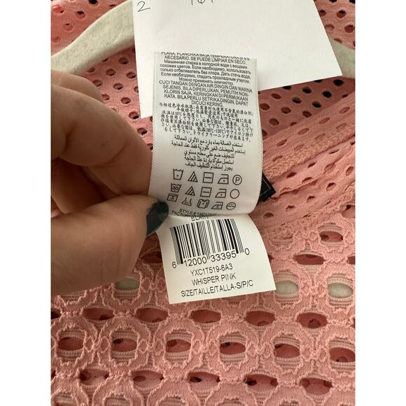 BCBG Max Azria Shirt Women's Small Whisper Pink Mesh Long Sleeve - Picture 5 of 6